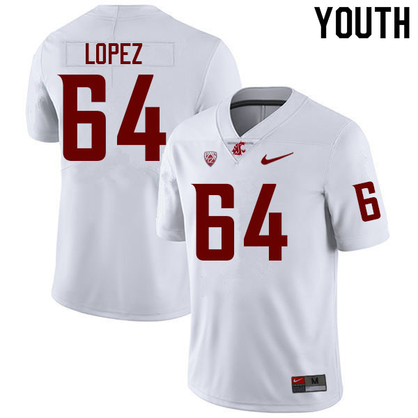 Youth #64 Micah Lopez Washington State Cougars College Football Jerseys Sale-White - Click Image to Close